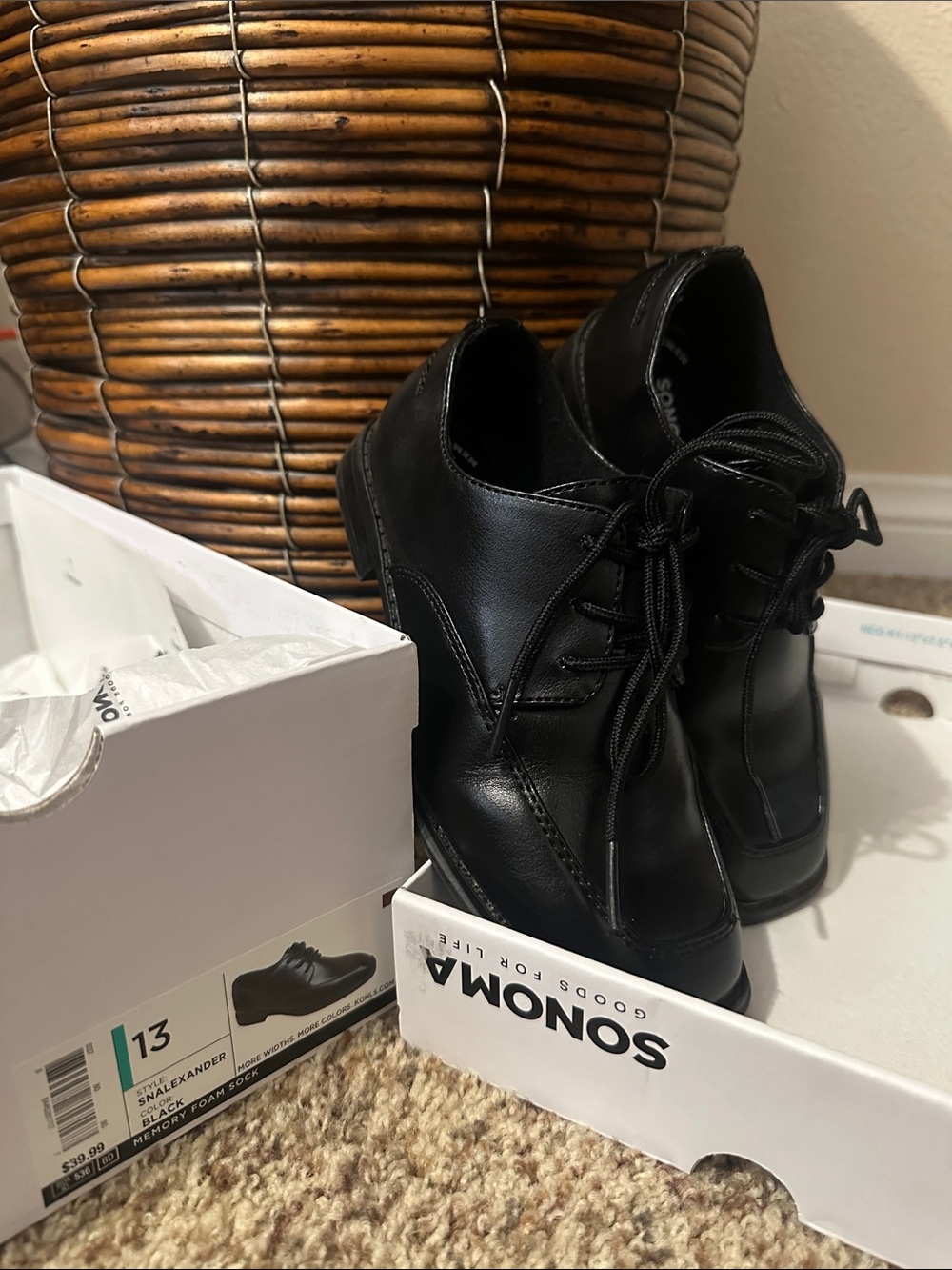 Kids’ Sonoma Black Lace-Up Work-Inspired Oxfords